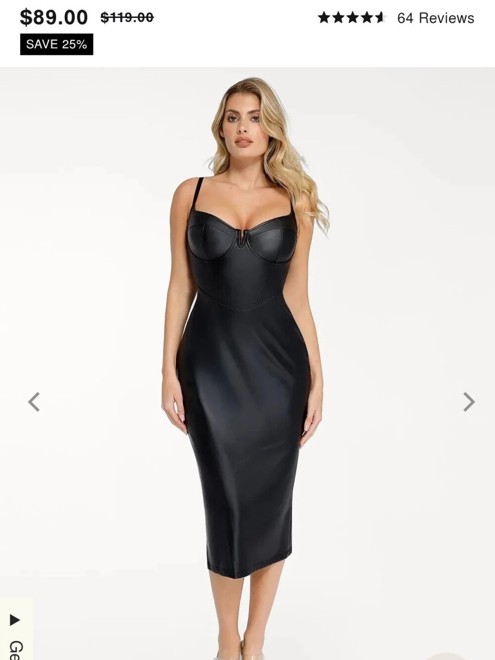 Shapewear Faux Leather Hourglass Corset Midi Dress, Sexy!! 🔥